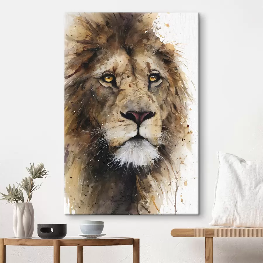  Peintures un lion majestueux peint à l'aquarelle s48525