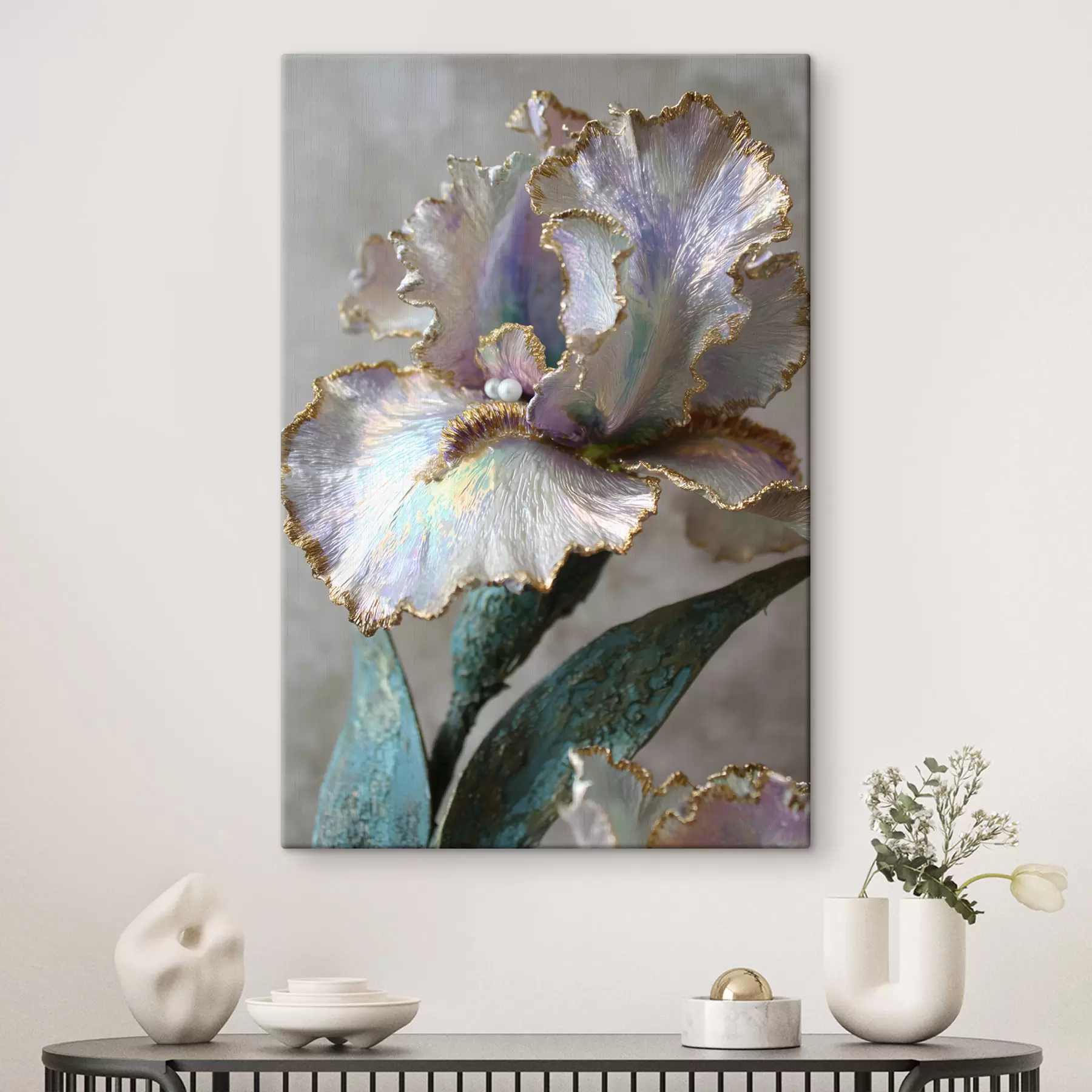  Schilderijen een irisbloem in decoratieve stijl s48546