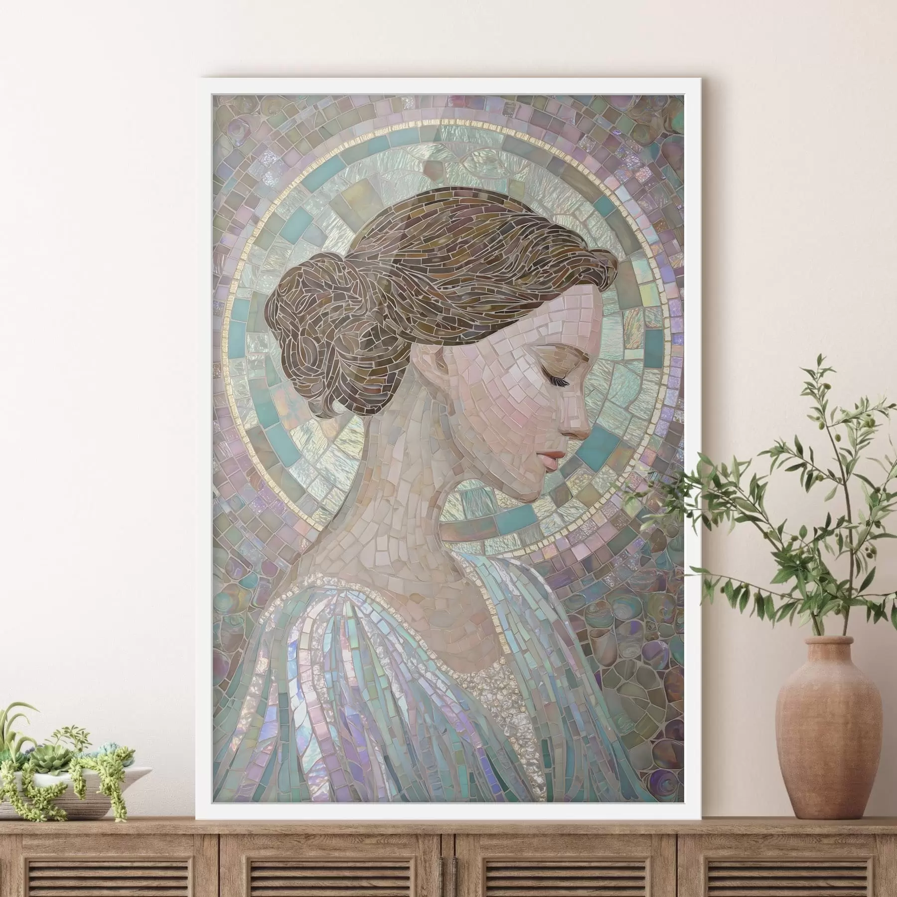 Fotobehang een irisbloem in decoratieve stijl f48551