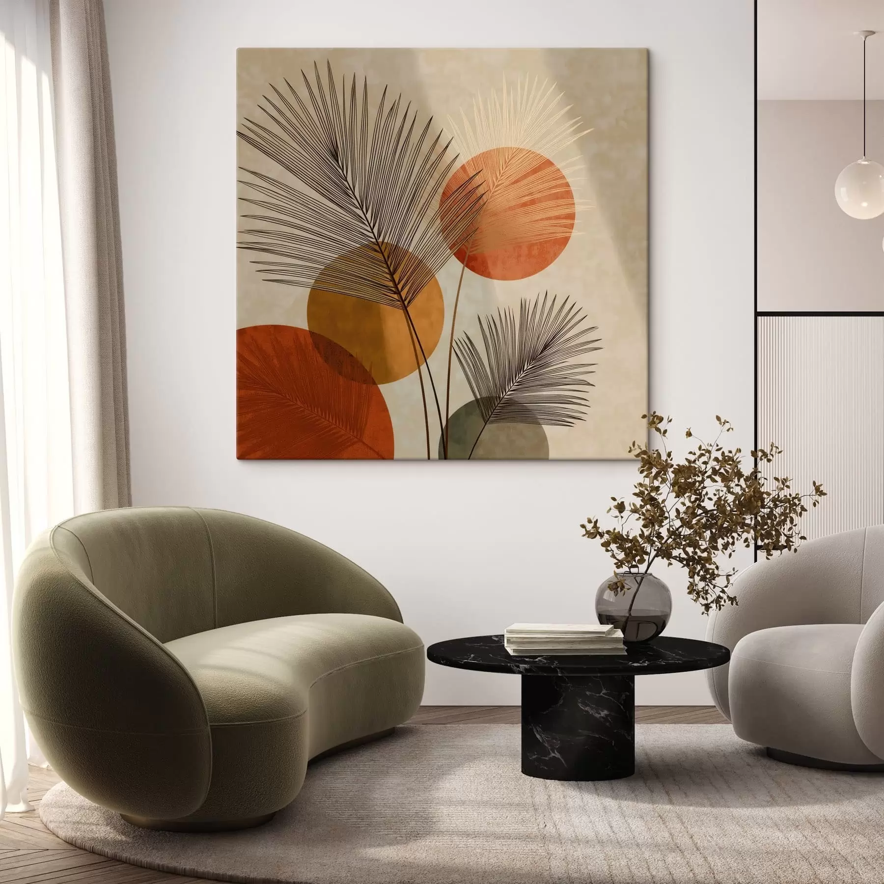  Schilderijen Abstracte palmbladeren s48557