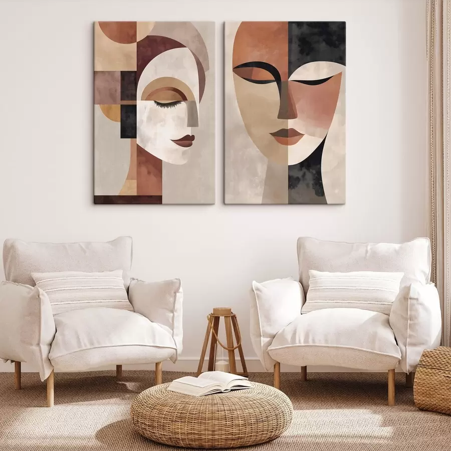  Peintures des visages féminins abstraits m30258