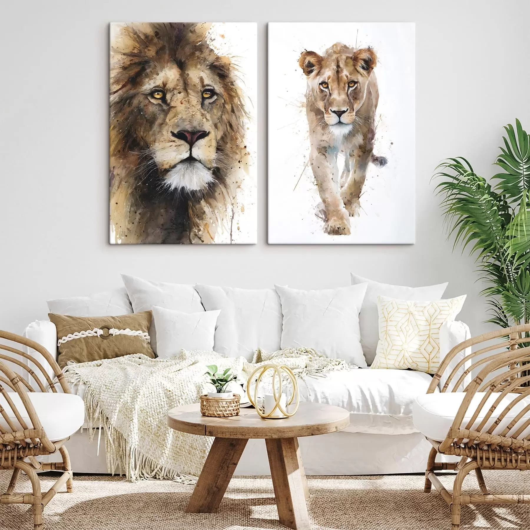  Peintures un lion et une lionne m30259