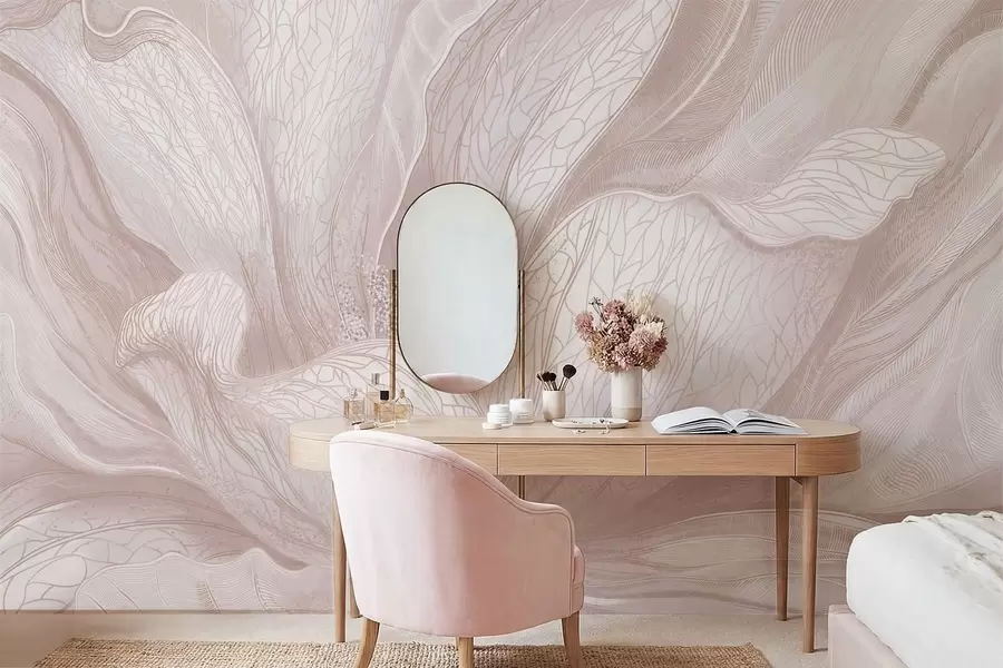 Papier peint photo Fleur abstraite dans des tons beige clair w05119