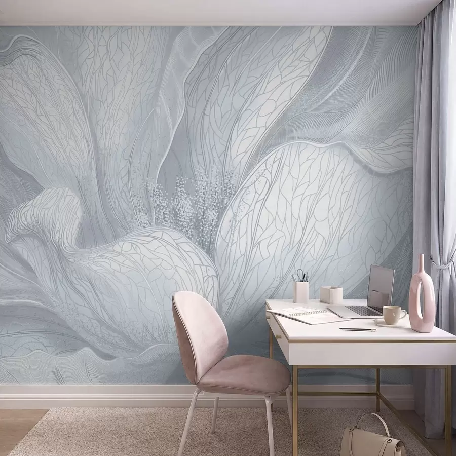 Papier peint photo Fleur abstraite dans des tons bleus froids w05119v2