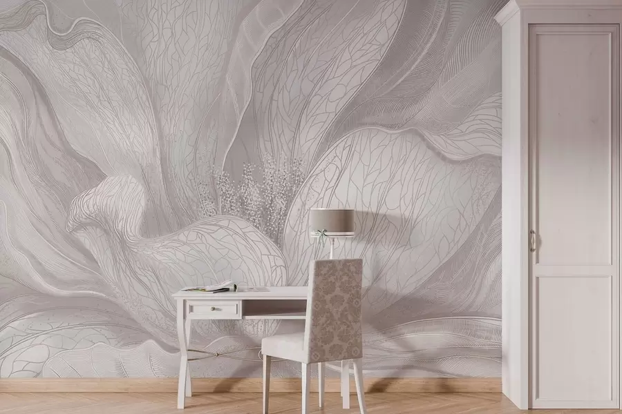 Papier peint photo Fleur abstraite aux lignes fluides w05119v3