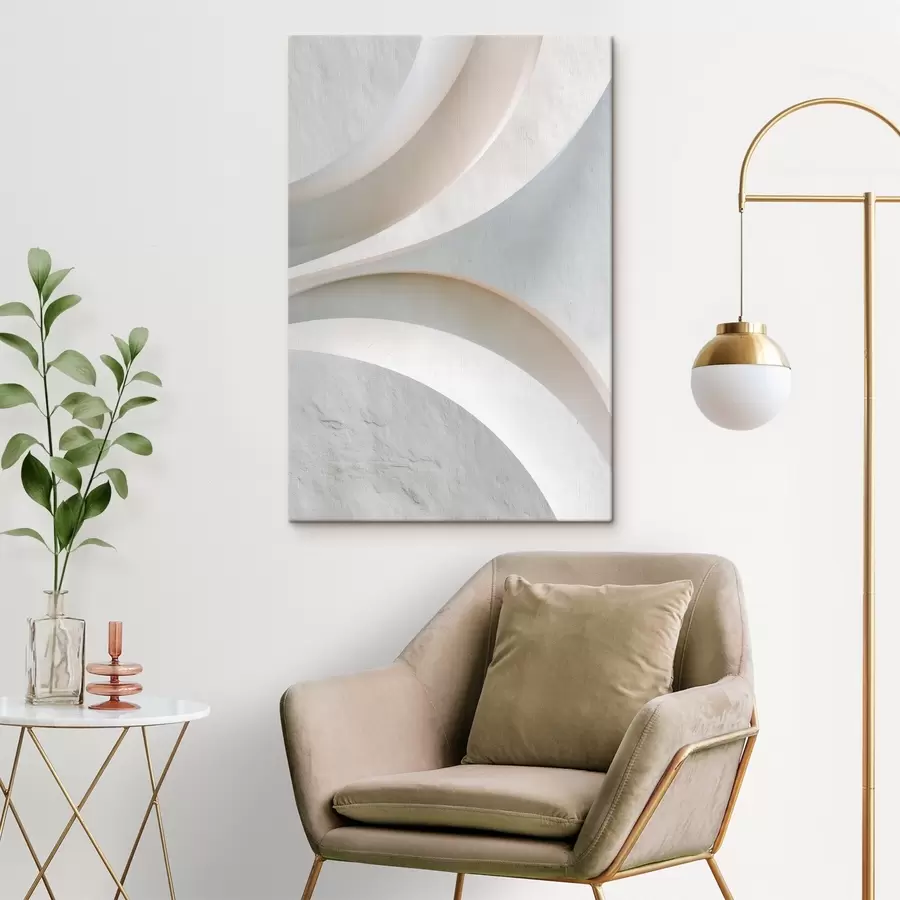  Peintures Panneau décoratif présentant des formes architecturales en relief sur un fond clair s48191