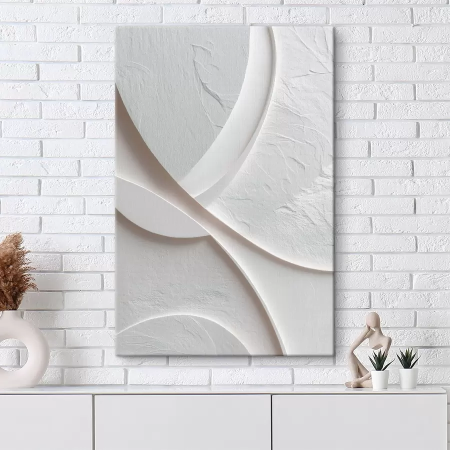  Peintures Panneau décoratif aux lignes fluides et à la texture pierre sur un fond clair s48192