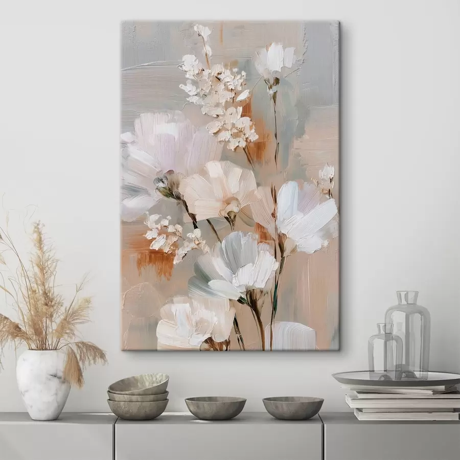  Peintures Composition florale aux tons pastel, dans le style de la peinture à l'huile s48194