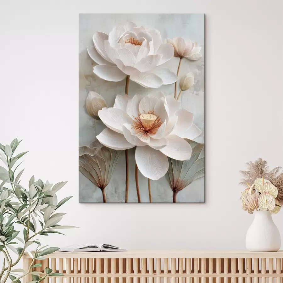  Peintures Des fleurs de lotus aux teintes pastel claires, dans un style de peinture à l'huile s48213