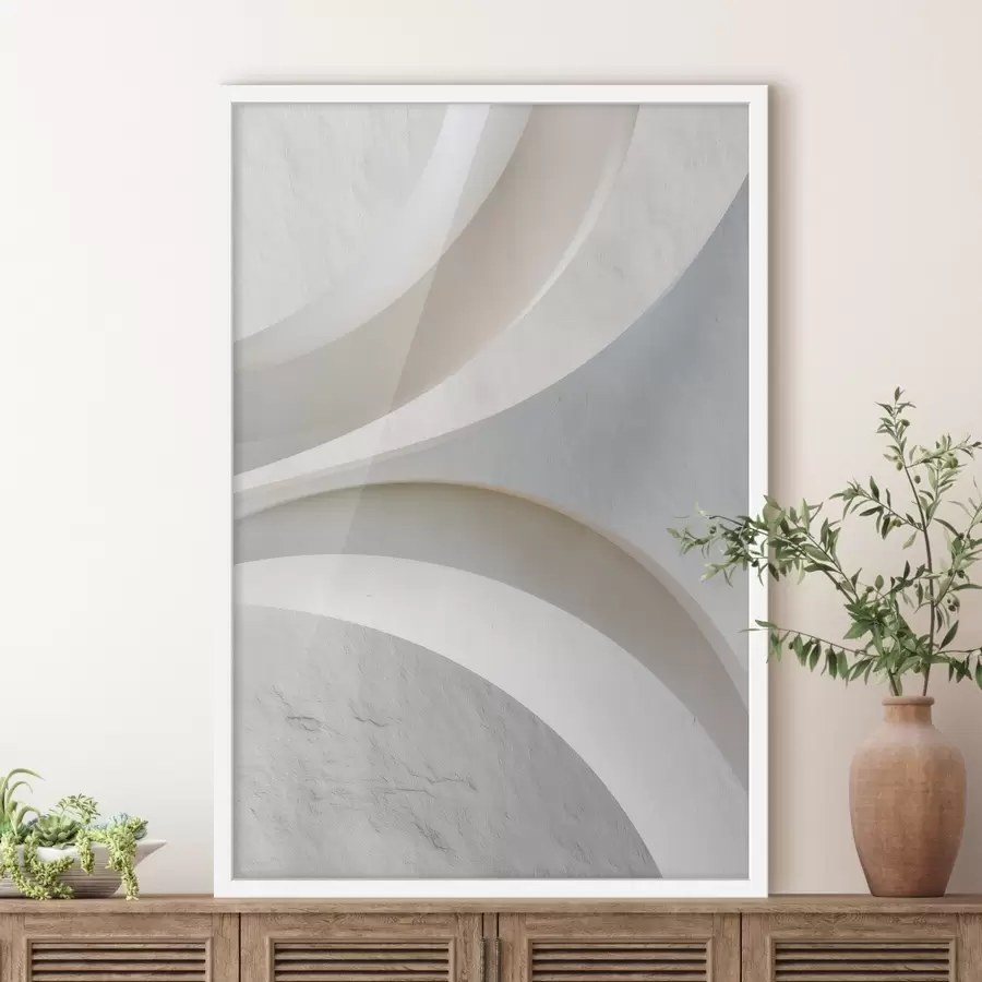 Papier peint photo Panneau décoratif présentant des formes architecturales en relief sur un fond clair f48191