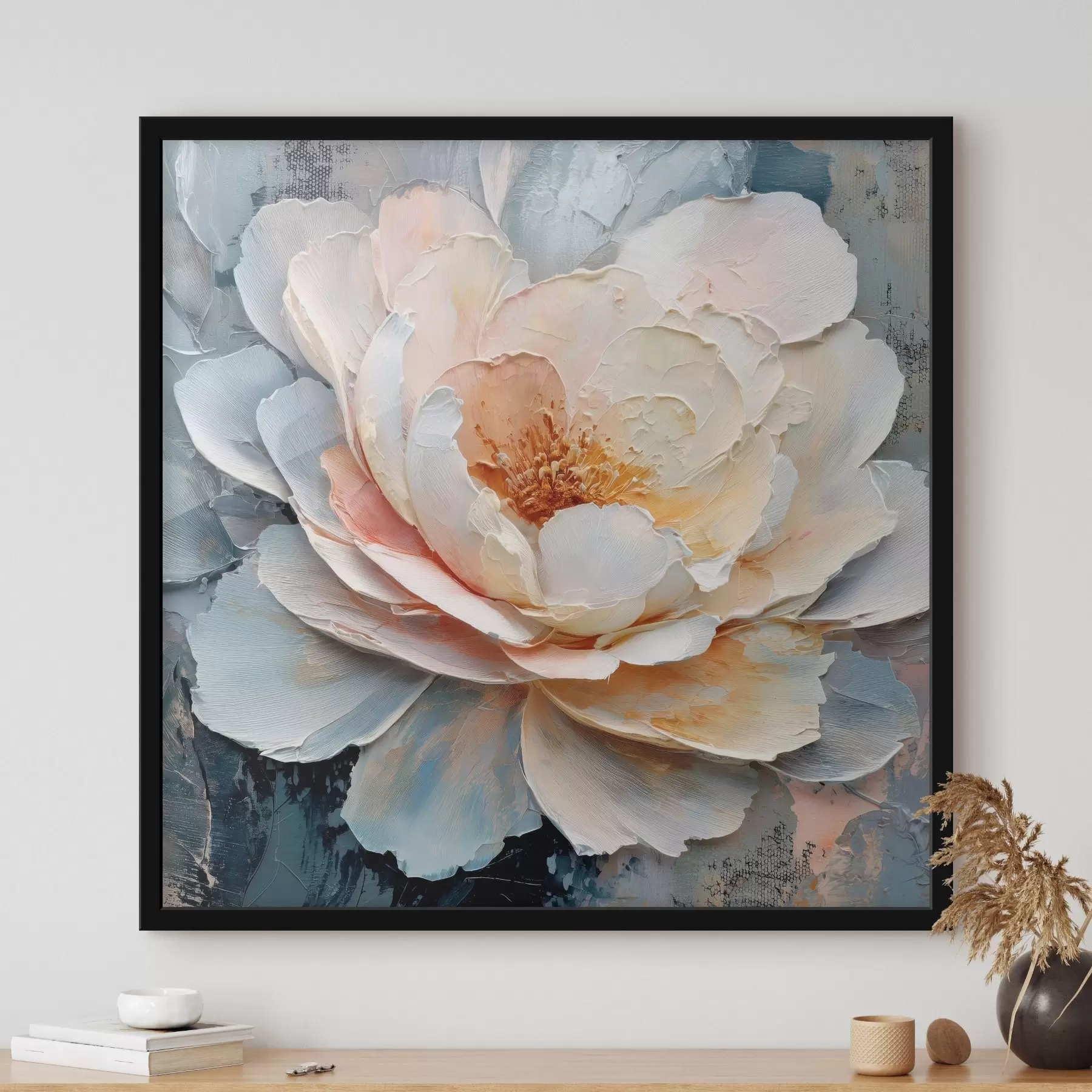 Fotobehang Close-up van een bloem met expressieve, gestructureerde penseelstreken in een eigentijdse schilderstijl f48198