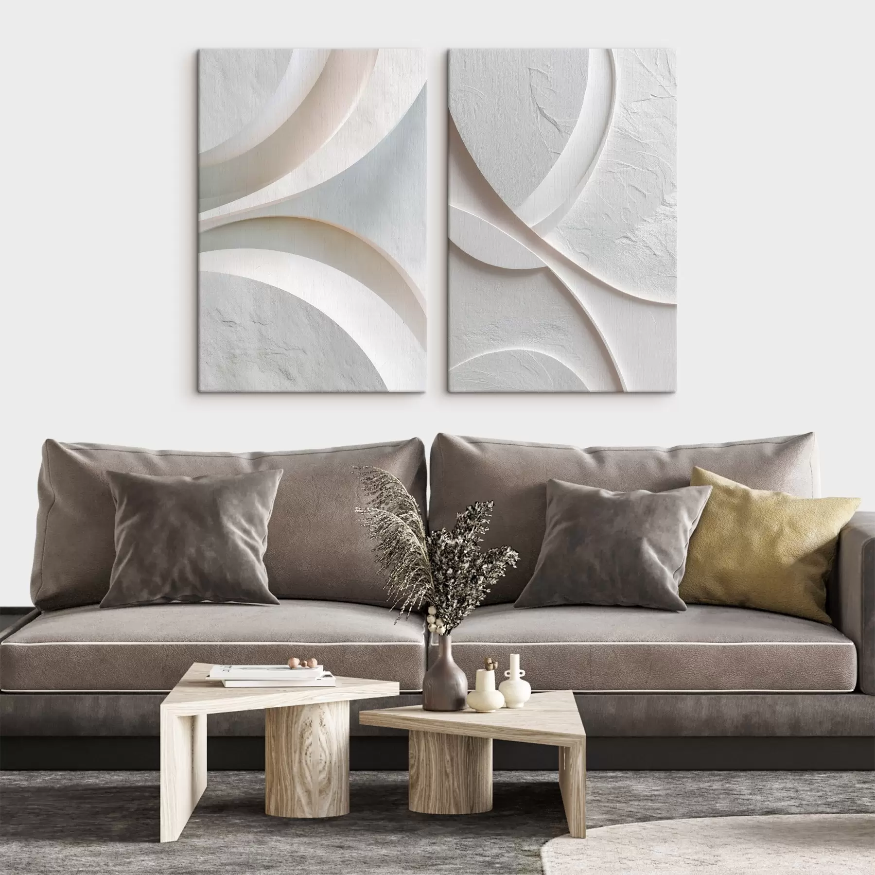  Schilderijen Abstracte compositie met vloeiende lijnen en een steenachtige textuur in een eigentijdse bas-reliëfstijl m30136