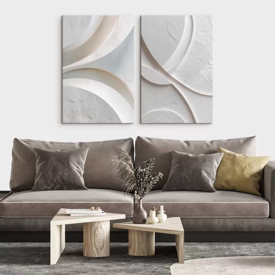  Peintures Composition abstraite aux lignes fluides et à la texture de pierre, dans un style contemporain de bas-relief m30136