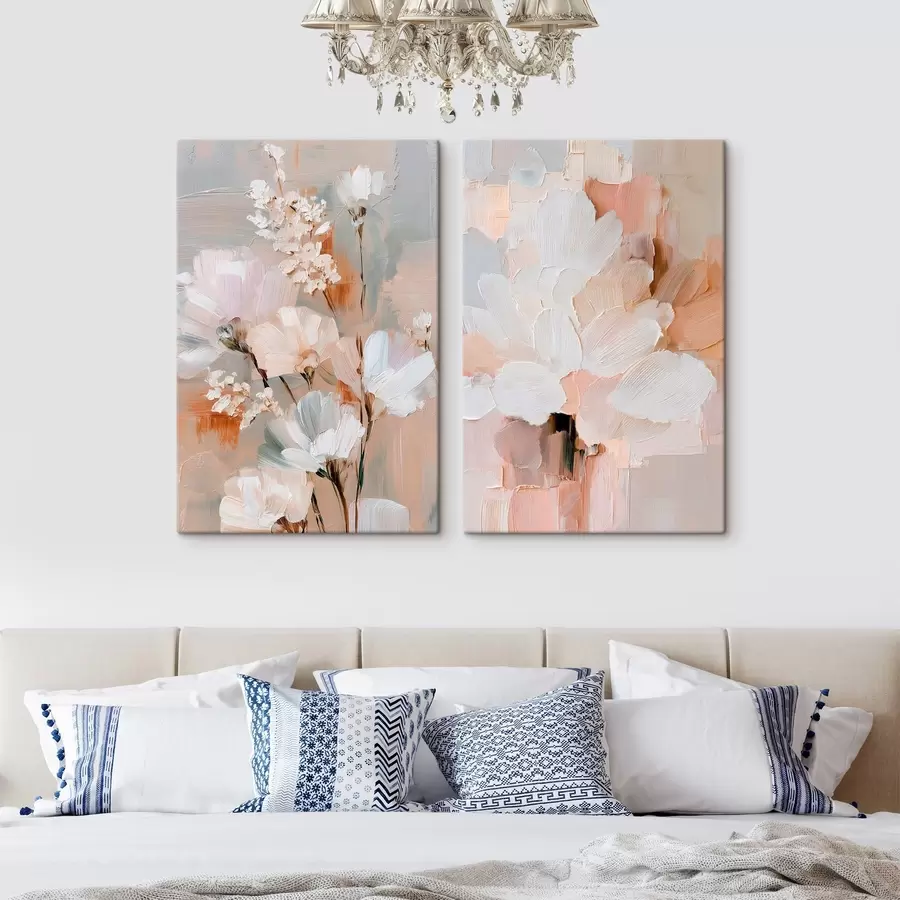  Peintures Fleurs abstraites et légères, réalisées à l'aide de coups de pinceau expressifs, dans un style d'art contemporain m30137