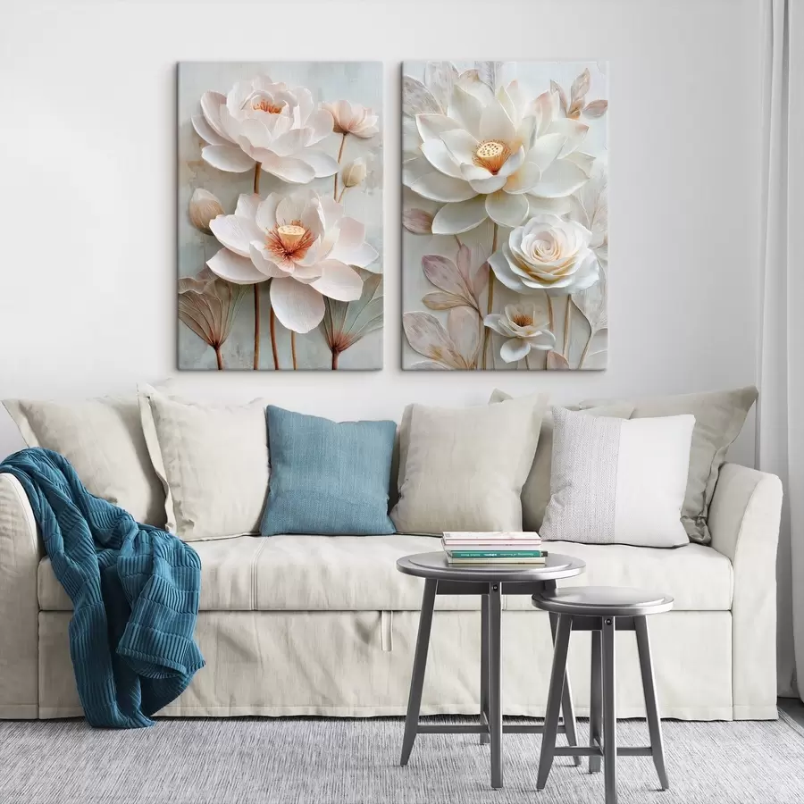  Peintures Composition florale raffinée avec des pétales texturés, dans un style d'illustration en 3D m30143