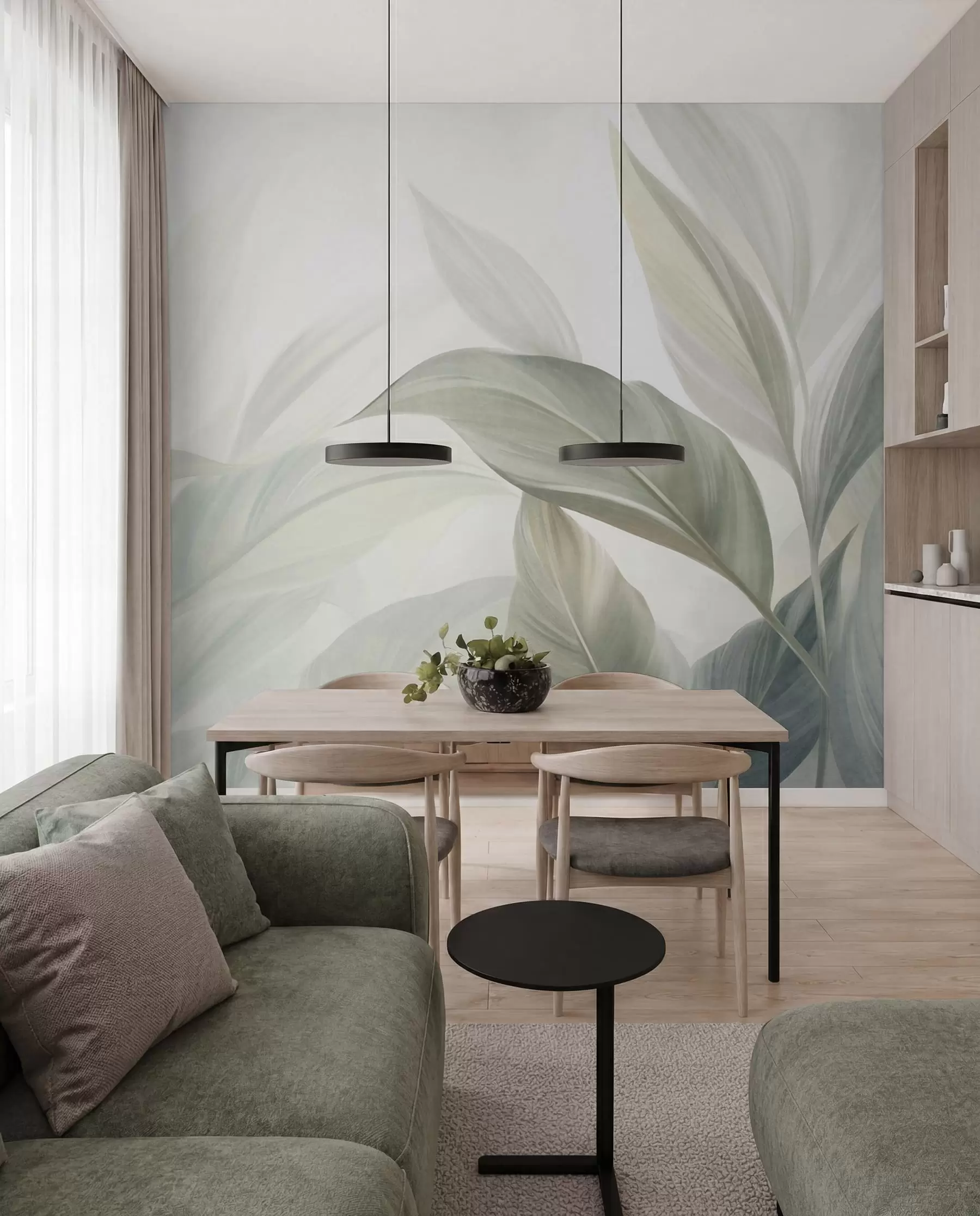 Fotobehang Saliegroene bladeren w09816