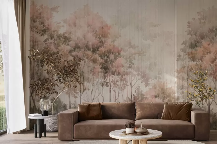 Papier peint photo Forêt luxuriante et lignes w05442v2