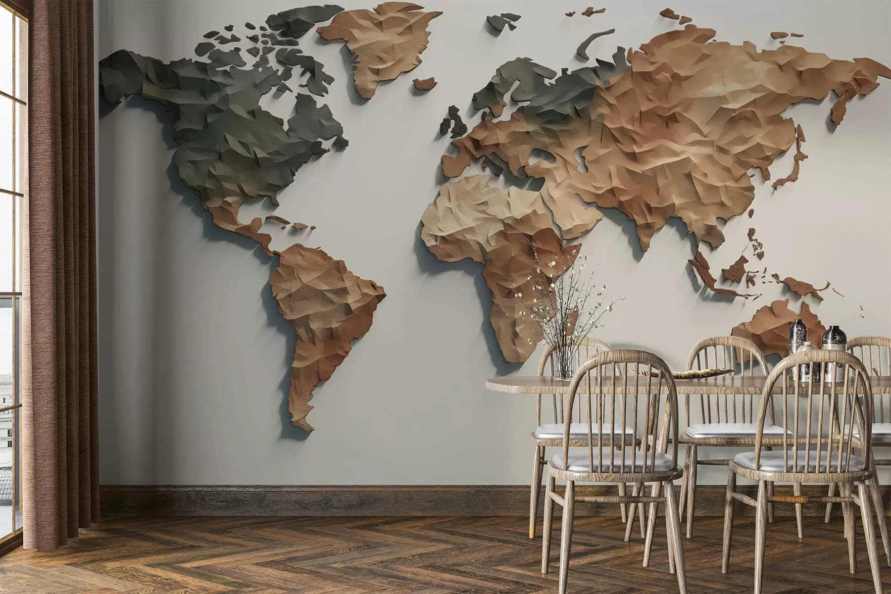 Fotobehang Abstracte wereldkaart c00011