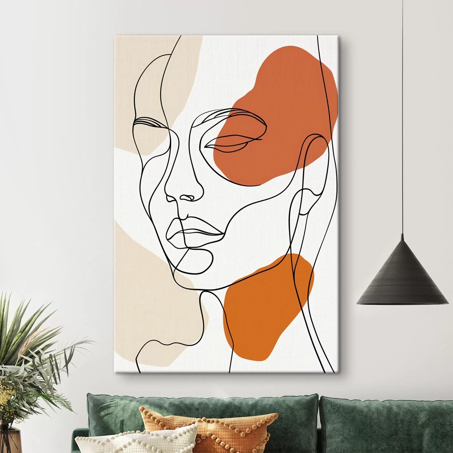  Schilderijen Abstracte gezichten, lineaire tekeningen s48569