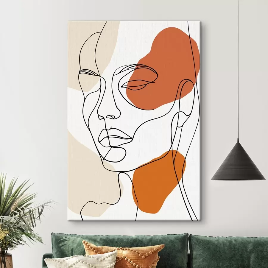  Schilderijen Abstracte gezichten, lineaire tekeningen s48569