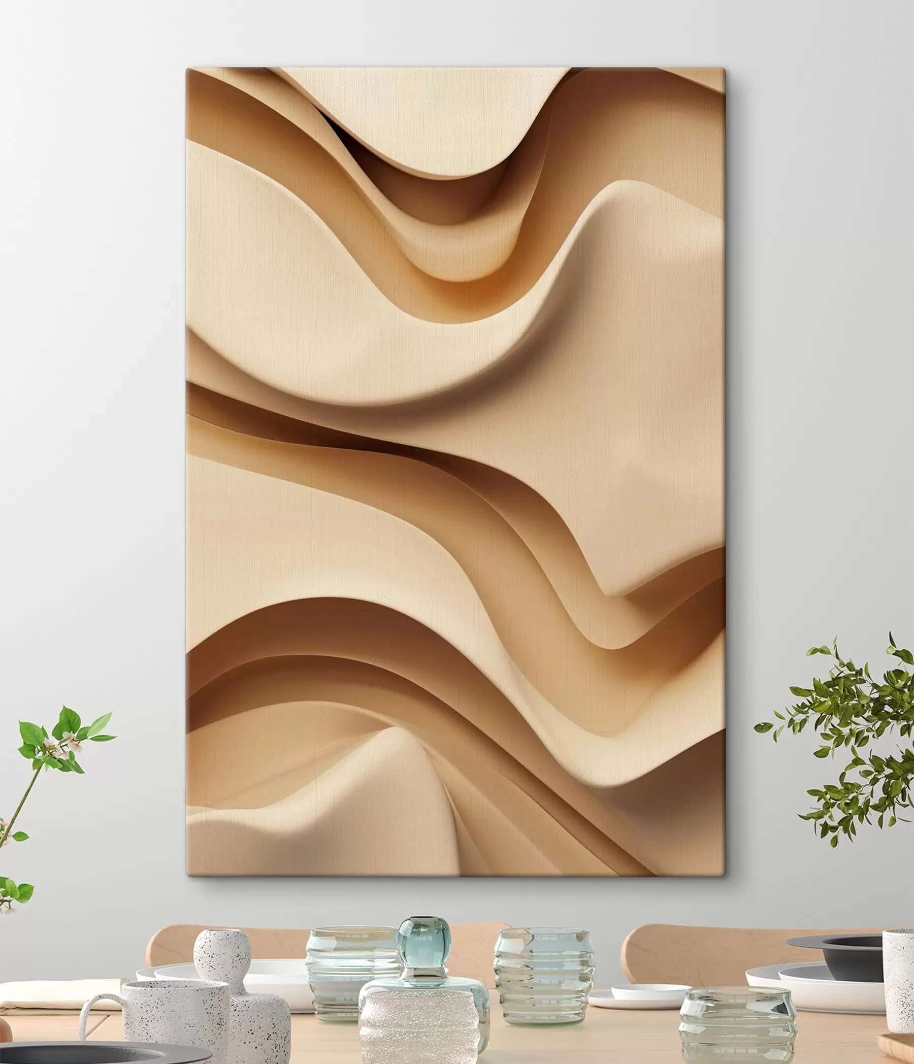  Schilderijen Abstracte golven, eigentijds interieur s48586