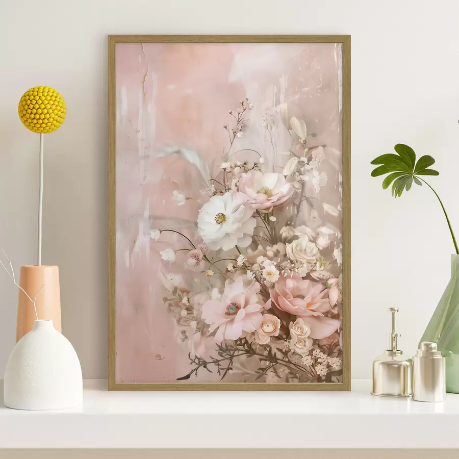 Papier peint photo Composition florale dans les tons beiges et roses f48564