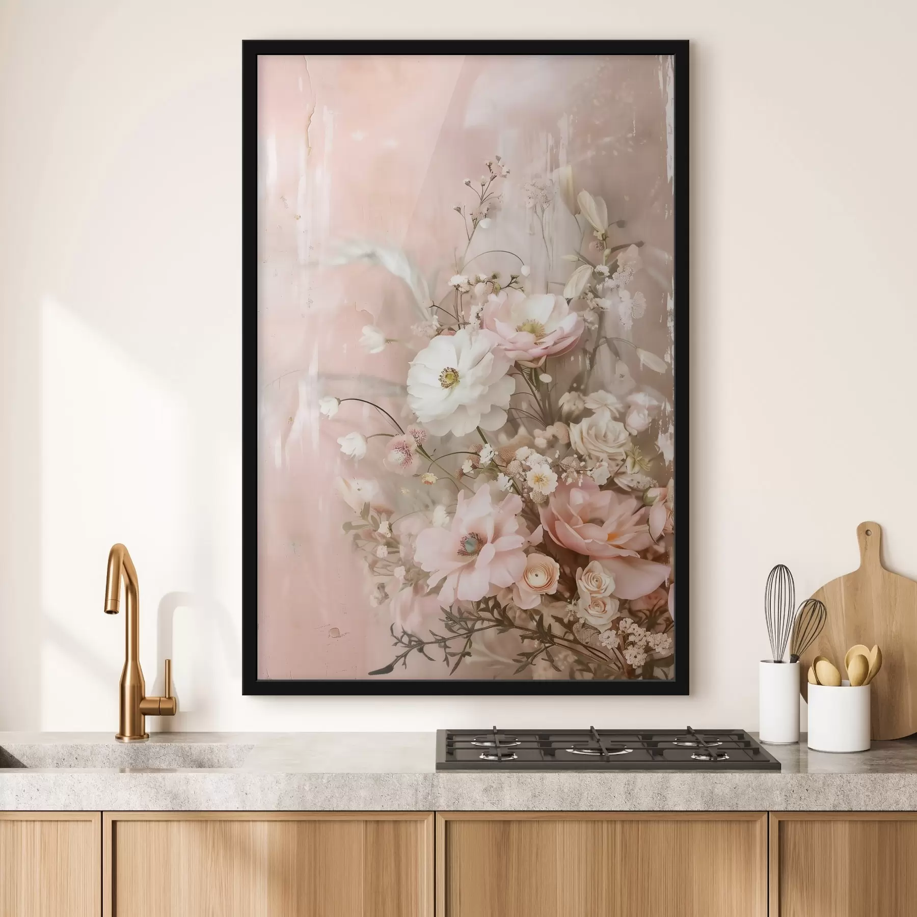 Fotobehang Bloemstuk in beige en roze tinten f48564