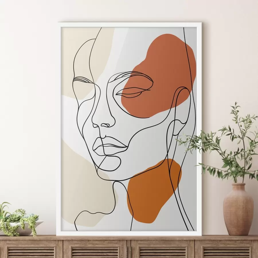 Fotobehang Abstracte gezichten, lineaire tekeningen f48569