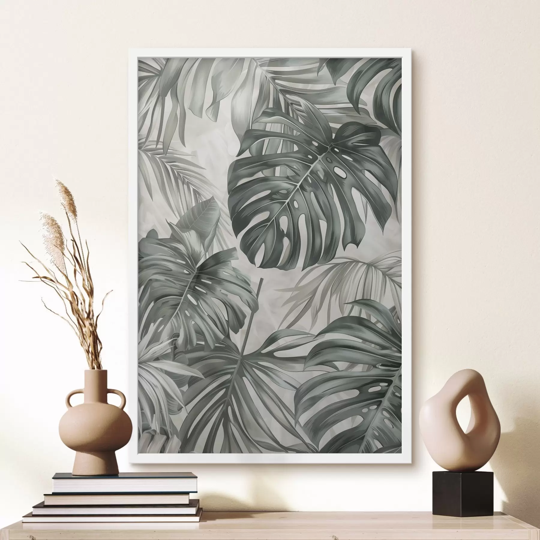 Fotobehang Monstera-bladeren, eigentijdse stijl f48576