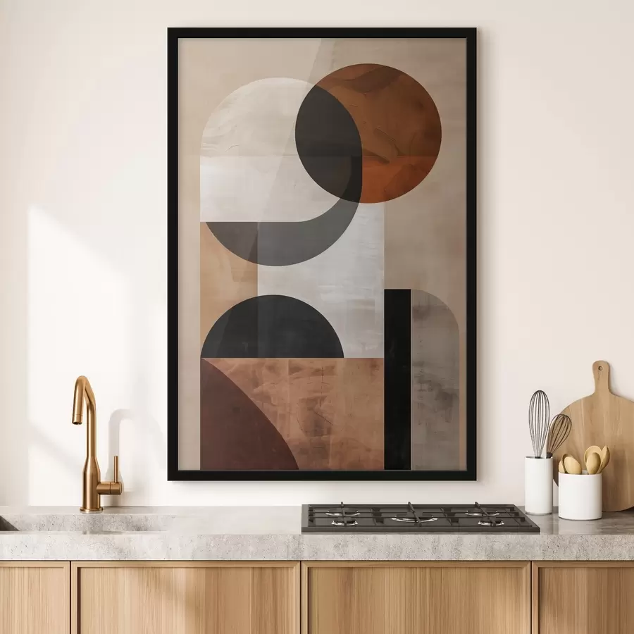 Fotobehang Geometrische abstractie, beige en zwart f48583