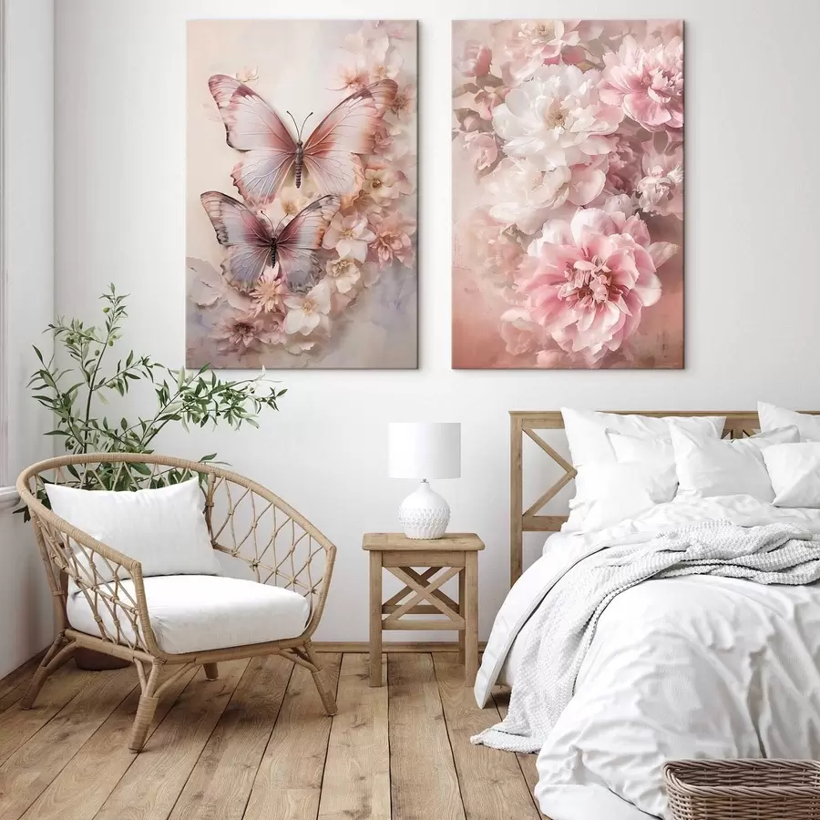  Schilderijen Roze bloemen, romantische stijl m30268