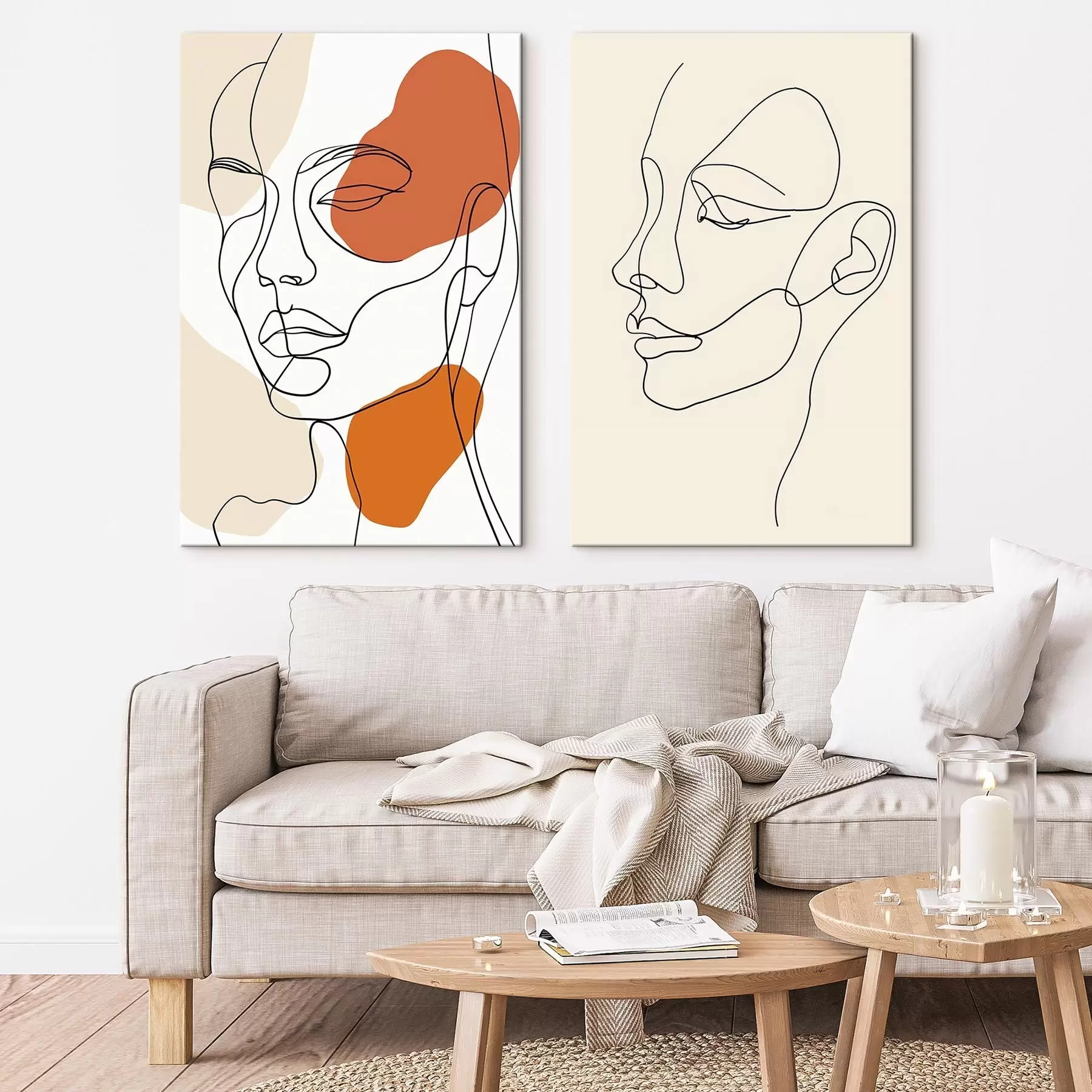  Schilderijen Abstracte gezichten, modern minimalisme m30270