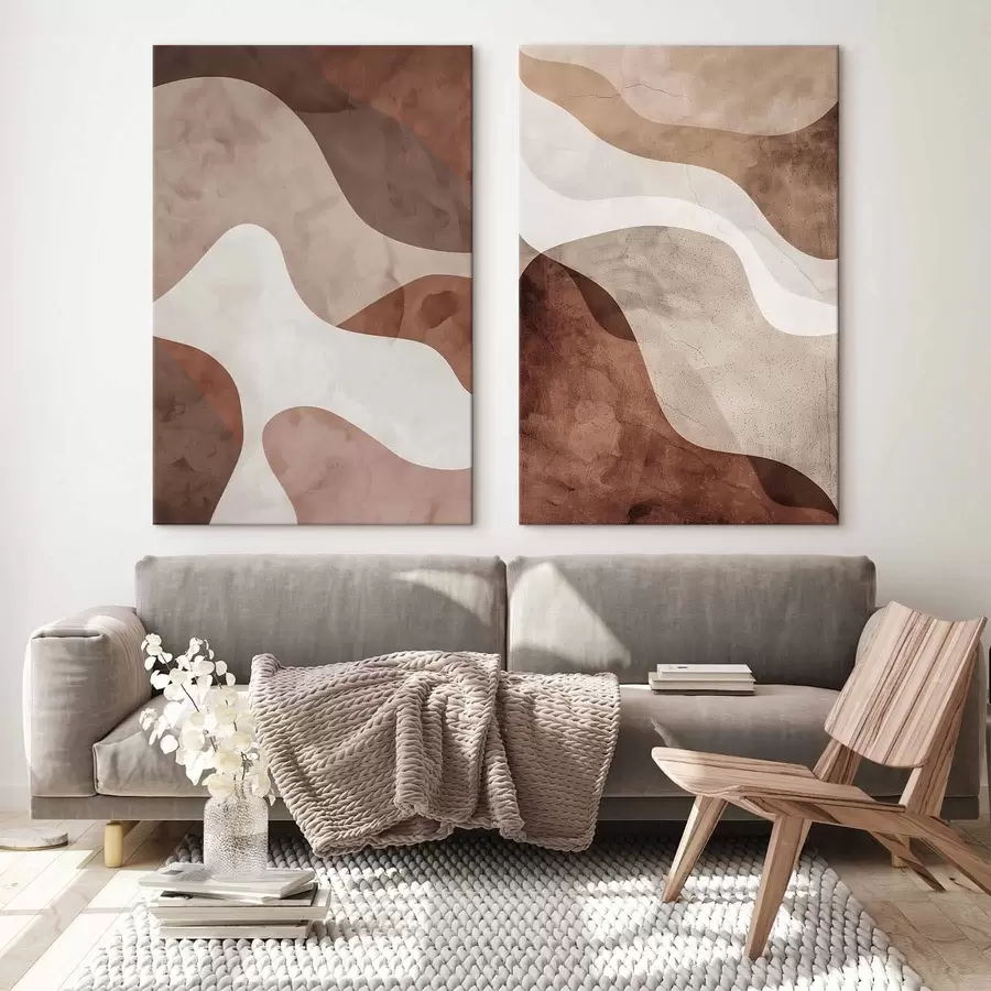  Schilderijen Abstracte beige, Scandinavische stijl m30275