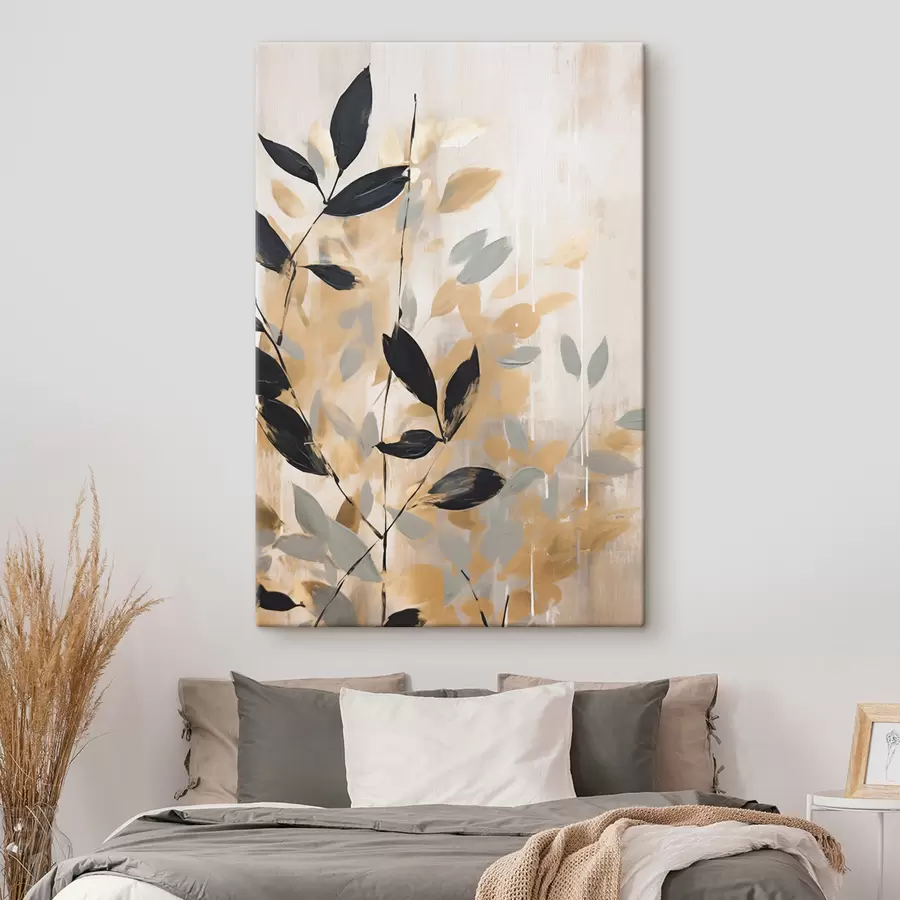  Peintures Une abstraction avec une branche de feuilles s48608