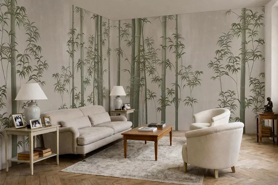 Fotobehang Lichtgroene bamboe w05120v1