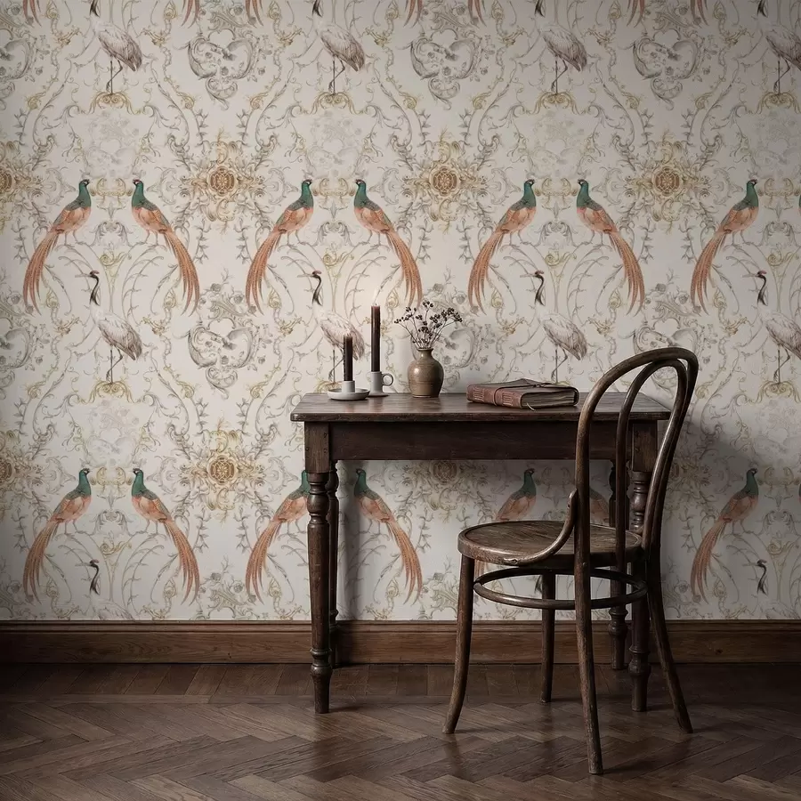 Fotobehang Sierpatroon met vogels en motieven a01156