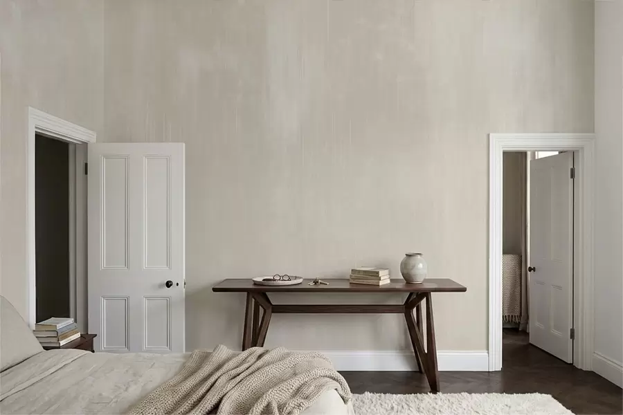 Fotobehang Lichtbeige achtergrond met een subtiele verticale structuur w05121