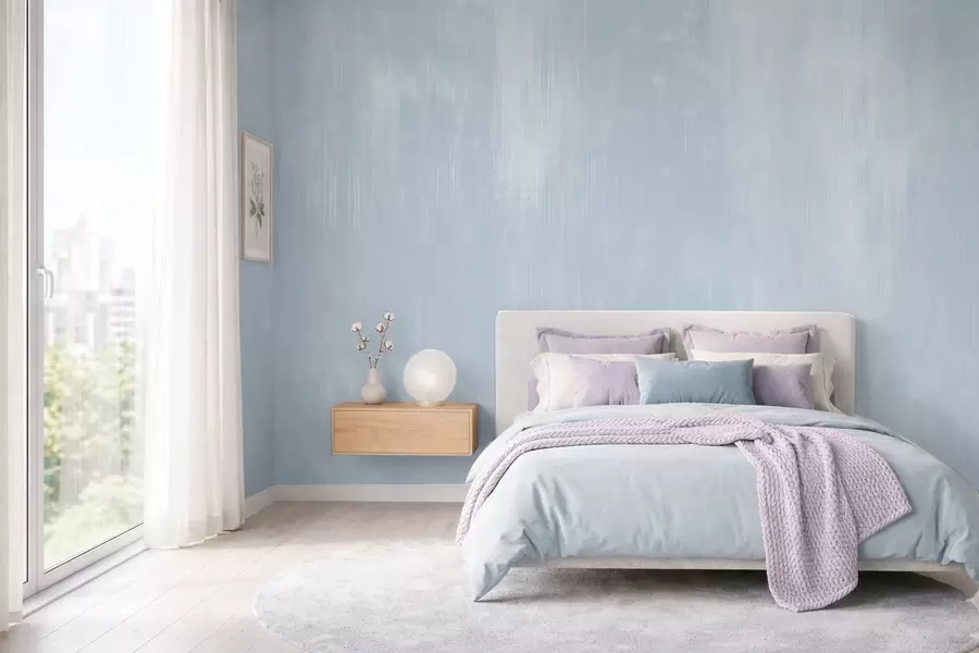 Papier peint photo Fond bleu clair avec une texture verticale délicate w05121v1