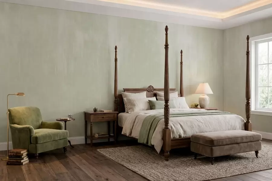 Papier peint photo Fond vert pâle avec une légère texture verticale w05121v3