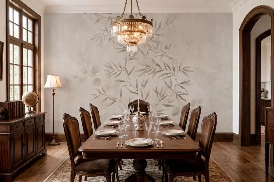 Papier peint photo Motif botanique dans des tons beiges et marron w05424v2