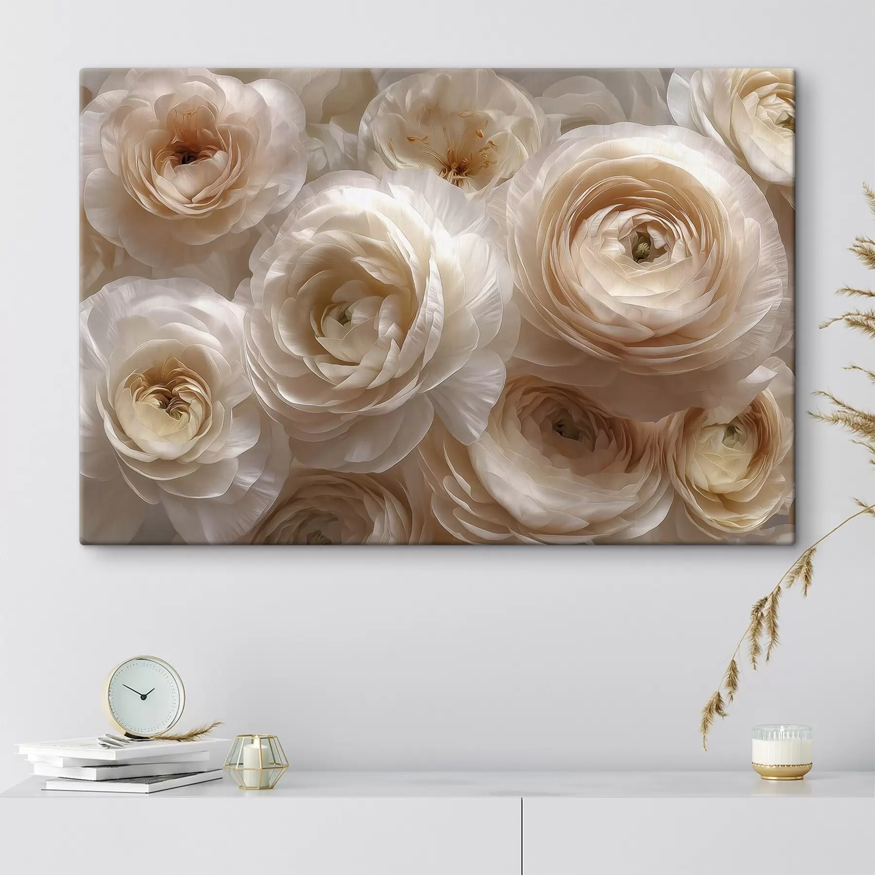  Peintures Des roses blanches, une composition florale délicate s48628