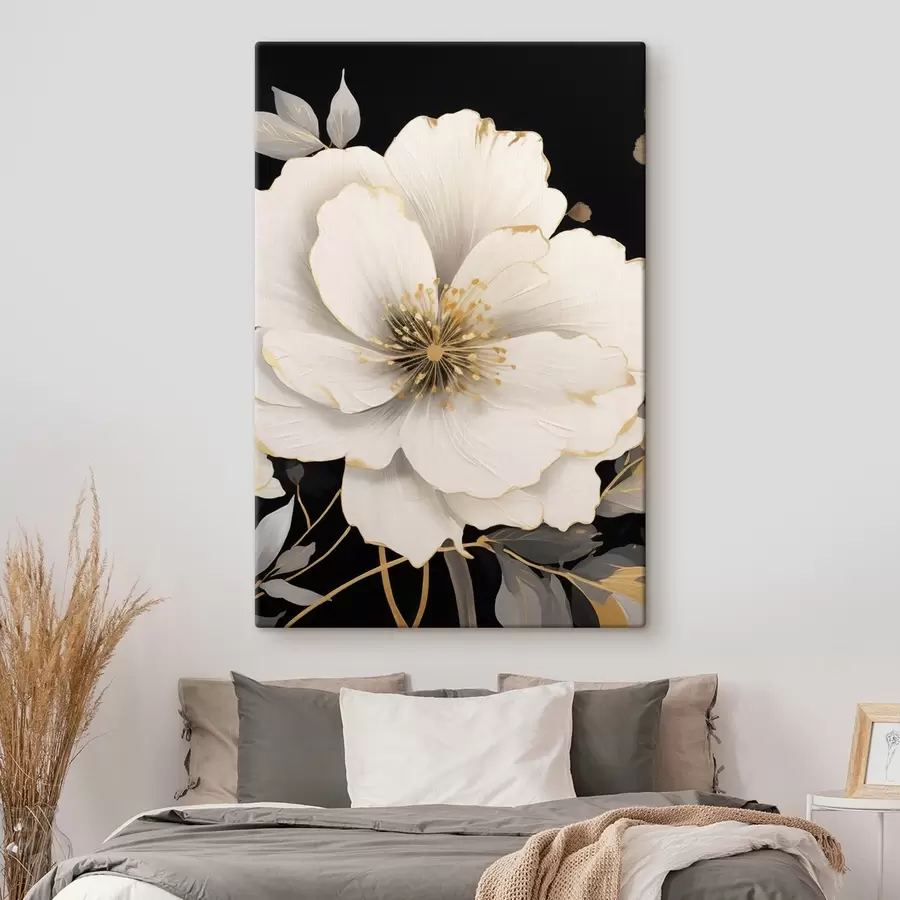  Peintures Des fleurs blanches sur fond sombre s48633
