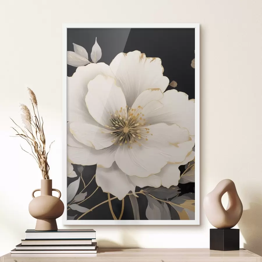 Papier peint photo Des fleurs blanches sur fond sombre f48633