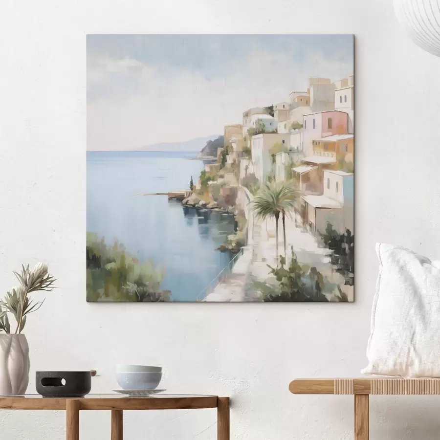  Peintures Paysage d'une ville au bord de la mer, imitation de peinture s48674