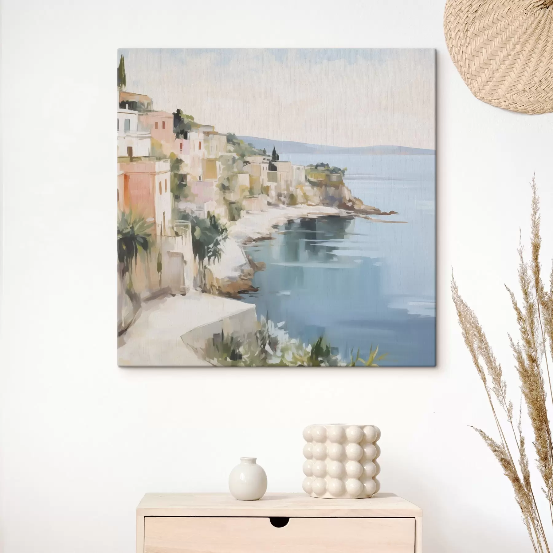  Peintures Paysage d'une ville côtière, imitation de peinture s48675