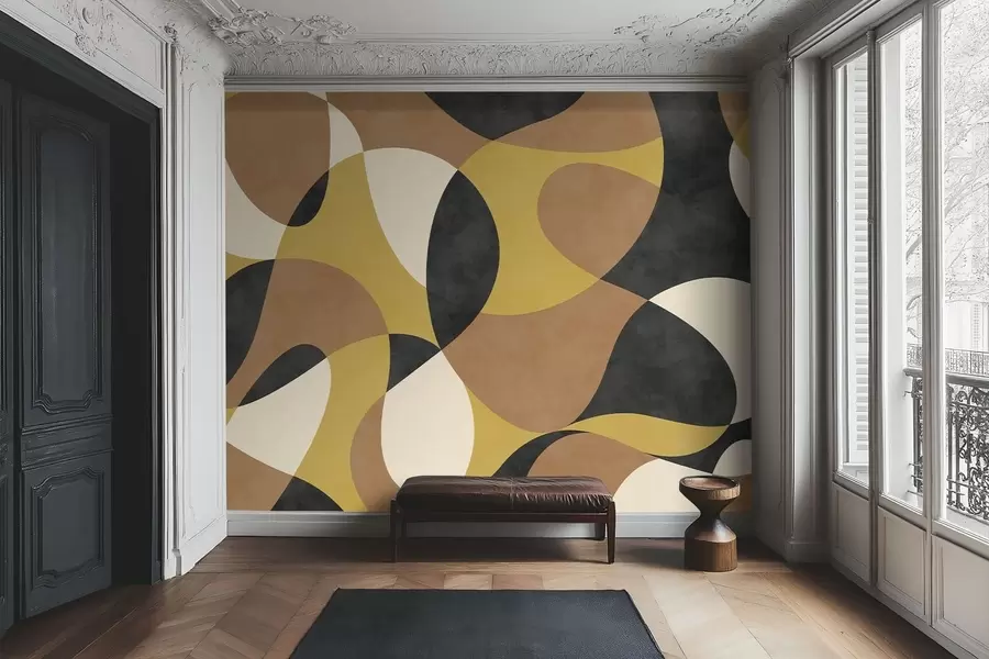 Fotobehang Abstract patroon met vloeiende vormen en contrast w05149