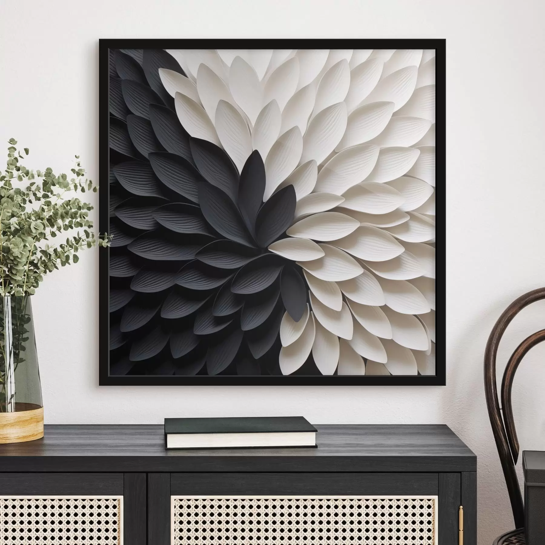 Papier peint photo Pétales clairs et foncés contrastant les uns avec les autres, formant une fleur f48604