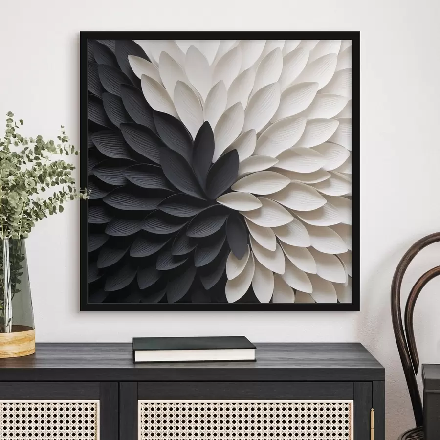 Papier peint photo Pétales clairs et foncés contrastant les uns avec les autres, formant une fleur f48604