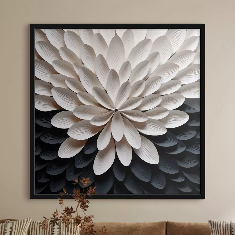 Papier peint photo Fleur abstraite composée de nombreux pétales superposés et légers f48605