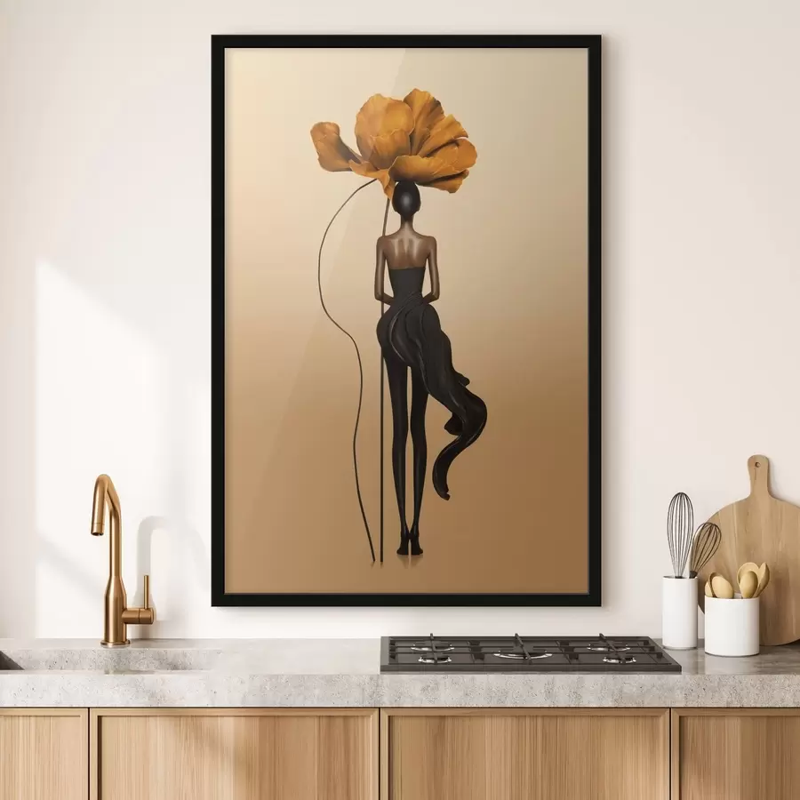 Papier peint photo Figurine stylisée dont la tête est une grande fleur f48618